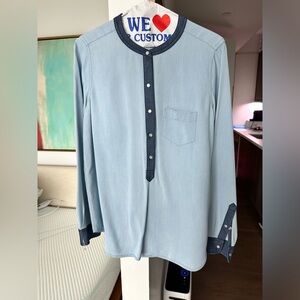 Vince Blue Casual Button Down Shirt Relaxed Fit Chambray Denim LNWOT